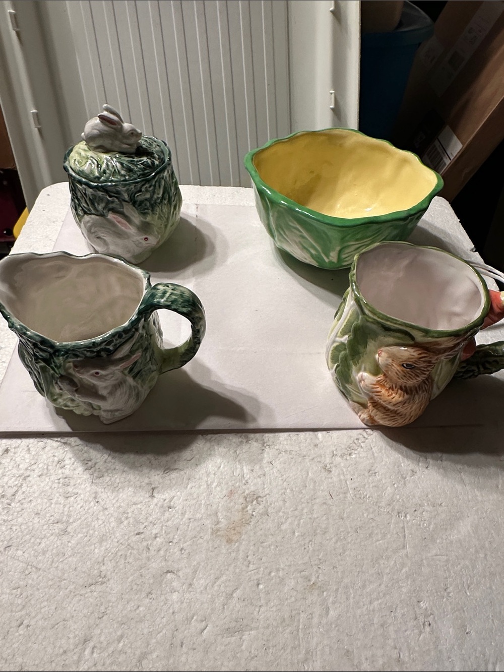 Vintage Shafford Sugar Bowl with Lid, Creamer, Mug, and Bowl